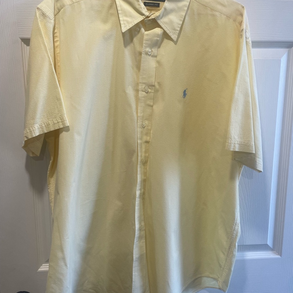 Men's POLO Yellow & White Classic Fit XL Shirt